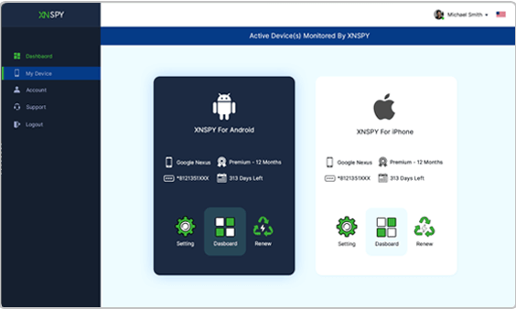Seleziona il dispositivo e il sistema operativo su cui utilizzare Xnspy