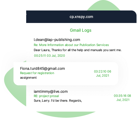 Dashboard XNSPY per il monitoraggio delle app Gmail