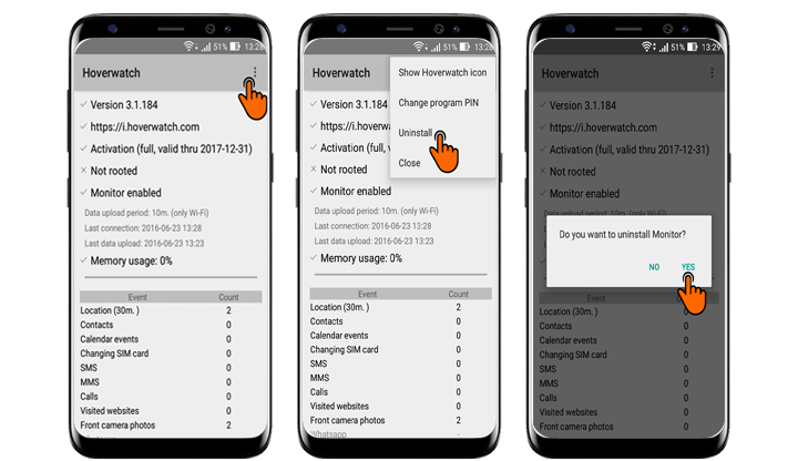 Come disinstallare Hoverwatch da un dispositivo Android?