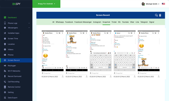 App di spionaggio XNSPY Snapchat